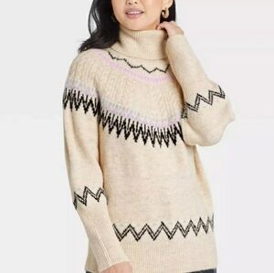 A New Day Fair Isle Nordic Turtleneck Sweater